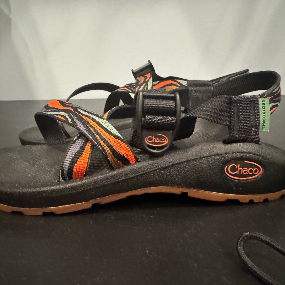 Chaco Women's Sandals - Black with Orange and Green Straps - Picture 8 of 12